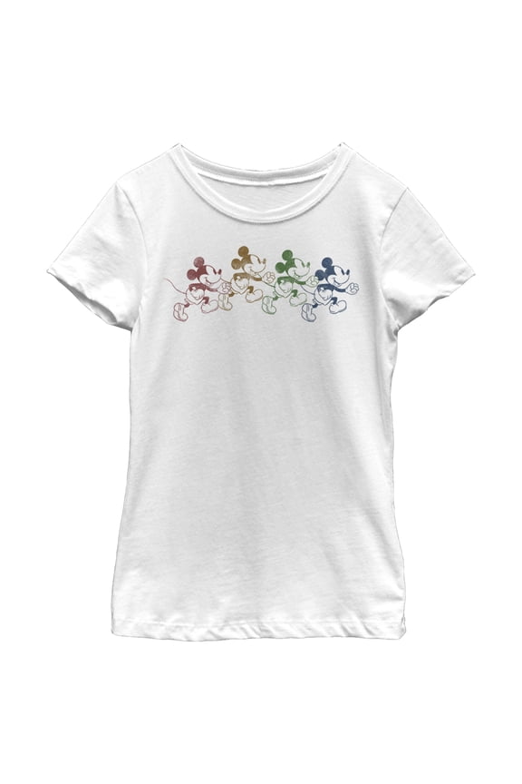 Girl's Mickey & Friends Rainbow Mickey Graphic Tee White Large