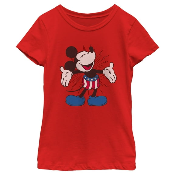 Girl's Mickey & Friends Retro American Flag Shorts  Graphic T-Shirt