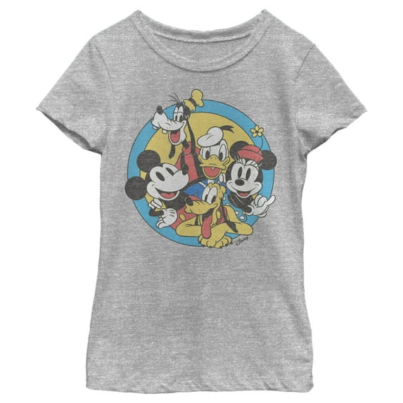 Girl's Mickey & Friends Retro Buddies Graphic Tee Athletic Heather X Small