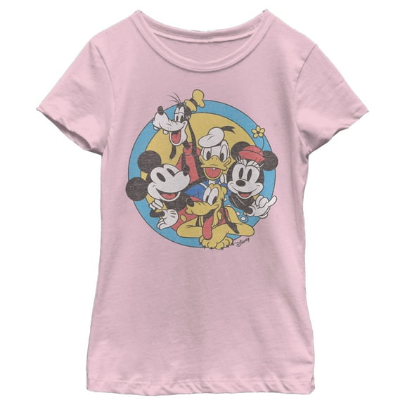 Girl's Mickey & Friends Retro Buddies Graphic Tee Light Pink Medium