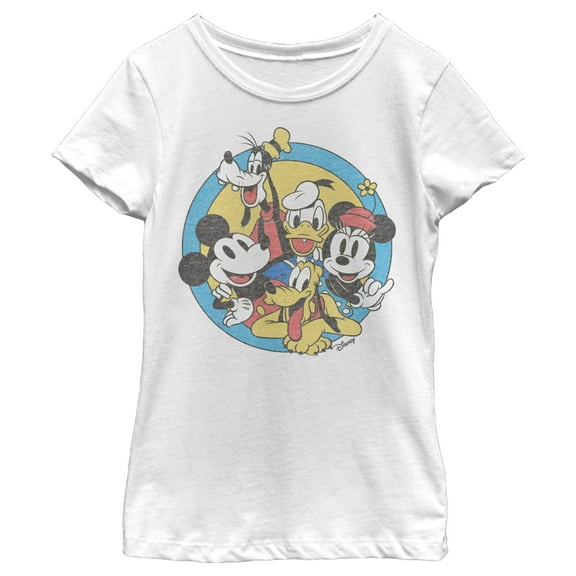Girl's Mickey & Friends Retro Buddies Graphic Tee White Large