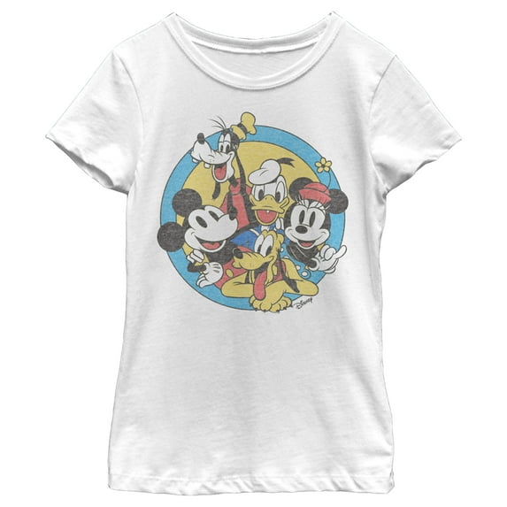 Girl's Mickey & Friends Retro Buddies Graphic Tee White Small