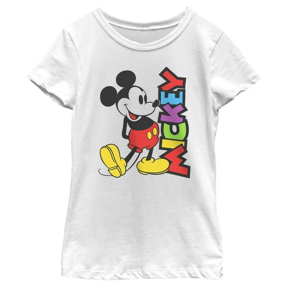 Girl's Mickey & Friends Retro Character Name  Graphic Tee White Large
