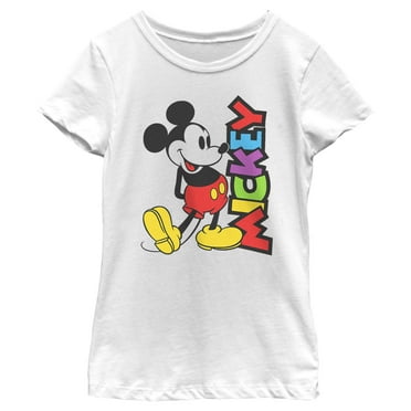 Girl's Mickey & Friends Retro Character Name  Graphic Tee White Medium