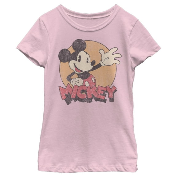 Girl's Mickey & Friends Retro Mickey Mouse  Graphic Tee Light Pink X Large