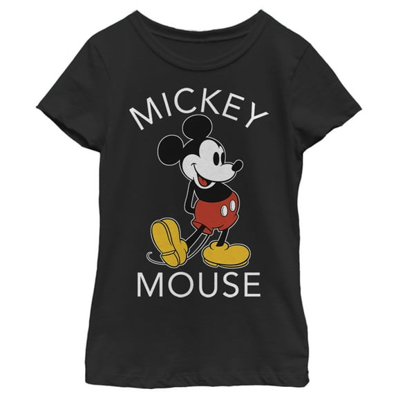 Girl's Mickey & Friends Retro Mickey Mouse Pose  Graphic Tee Black Medium