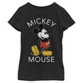 thumbnail image 1 of Girl's Mickey & Friends Retro Mickey Mouse Pose  Graphic Tee Black Small, 1 of 4
