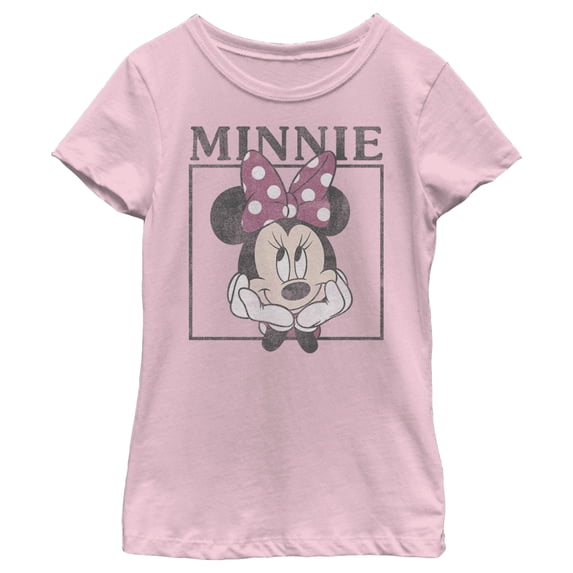 Girl's Mickey & Friends Retro Minnie Boxes Graphic Tee Light Pink Small