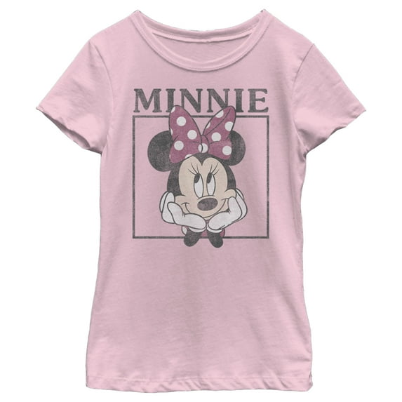 Girl's Mickey & Friends Retro Minnie Boxes Graphic Tee Light Pink X Small