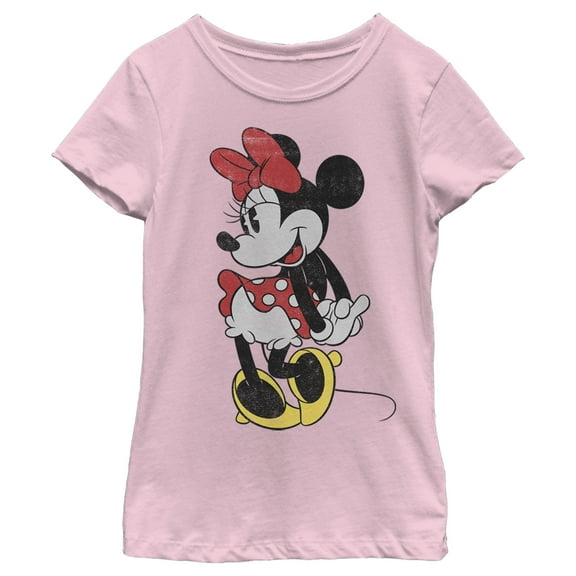 Girl's Mickey & Friends Retro Minnie Graphic Tee Light Pink Medium