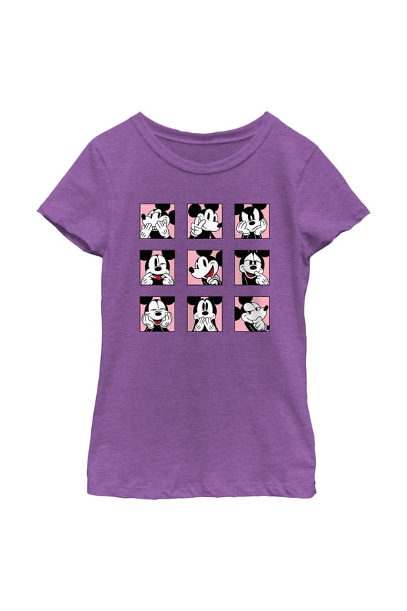 Girl's Mickey & Friends Retro Photo Grid Graphic Tee Purple Berry Small