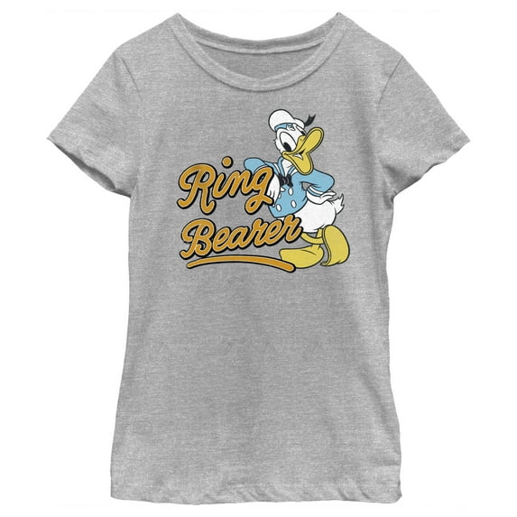 Girl's Mickey & Friends Retro Ring Bearer Donald Graphic Tee Athletic Heather X Small