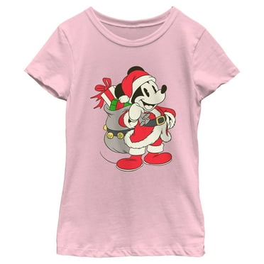 Girl's Mickey & Friends Retro Santa Suit  Graphic Tee Light Pink X Small