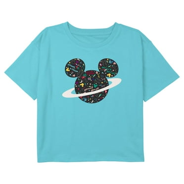 Girl's Mickey & Friends Saturn Mousey Crop Graphic T-Shirt Blue Small