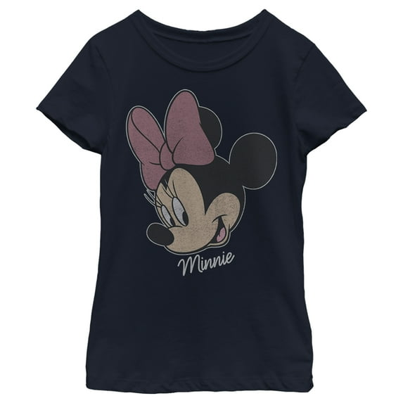Girl's Mickey & Friends Signed by Minnie Graphic Tee Navy Blue Small