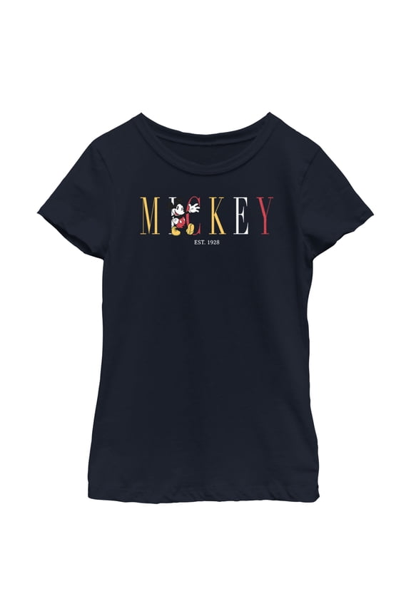 Girl's Mickey & Friends Since 1928 Graphic Tee Navy Blue Medium