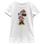 Girl's Mickey & Friends Smiling Minnie Mouse Portrait Graphic Tee White Large