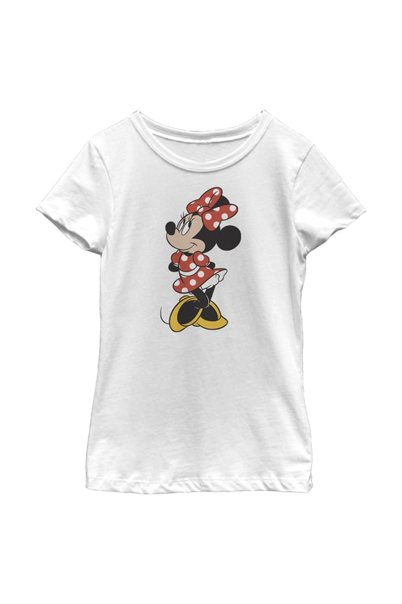 Girl's Mickey & Friends Smiling Minnie Mouse Portrait Graphic Tee White Large