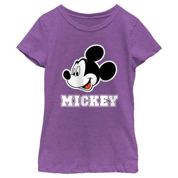 Girl's Mickey & Friends Sporty Side Profile  Graphic Tee Purple Berry Large