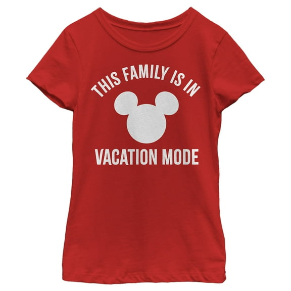 Girl's Mickey & Friends This Family is in Vacation Mode Graphic Tee Red Medium