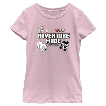 Girl's Minecraft Adventure Mode Bears  Graphic Tee Light Pink Medium