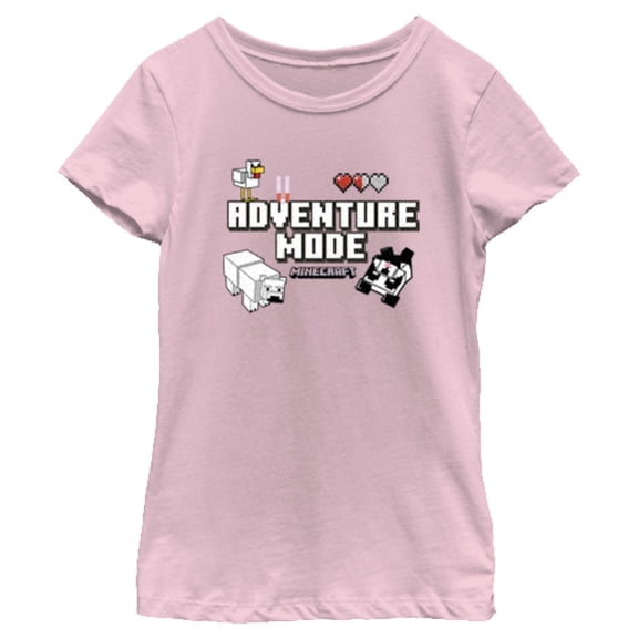 Girl's Minecraft Adventure Mode Bears Graphic Tee Light Pink X Large