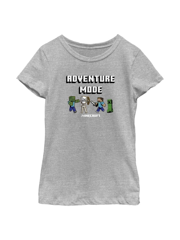 Girl's Minecraft Adventure Mode Graphic Tee Athletic Heather X Large