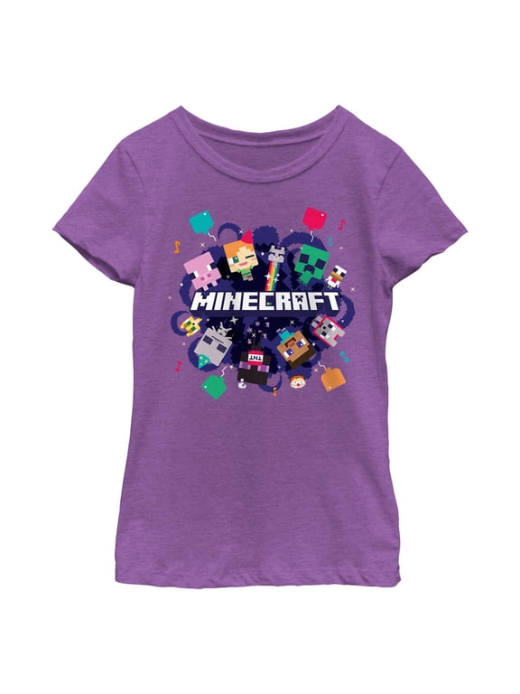 Girl's Minecraft Alex Steve Portal Party Graphic T-Shirt