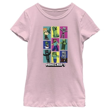 Girl's Minecraft Boxed Mobs  Graphic Tee Light Pink X Large