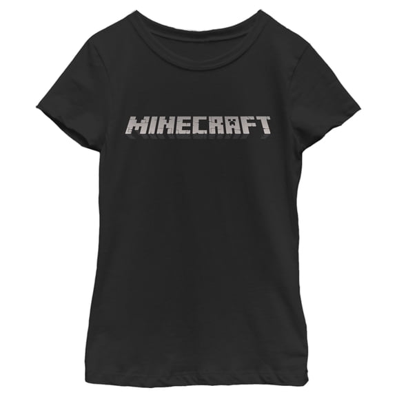 Girl's Minecraft Classic Logo Black Graphic Tee Black X Large
