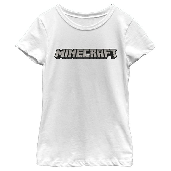 Girl's Minecraft Classic Logo White Graphic Tee White Small