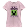 thumbnail image 1 of Girl's Minecraft Creeper Face Build Explore Create  Graphic Tee Light Pink Medium, 1 of 4