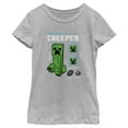 thumbnail image 1 of Girl's Minecraft Creeper Graph  Graphic Tee Athletic Heather X Small, 1 of 5