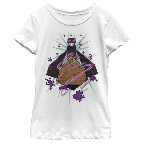 Girl's Minecraft Enderman Graphic Tee White Large
