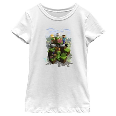 Girl's Minecraft Explore Team  Graphic Tee White Medium