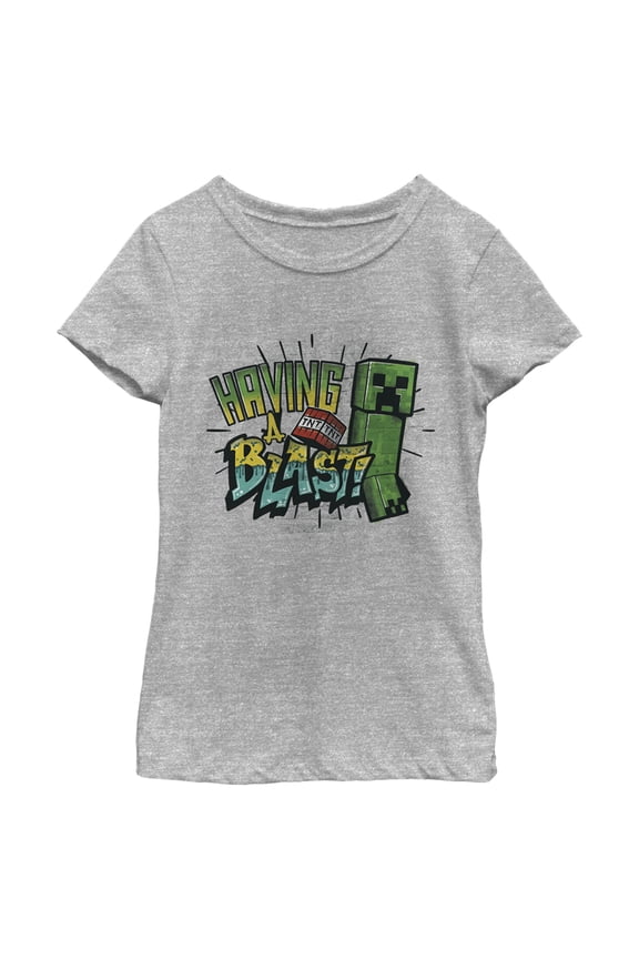 Girl's Minecraft Having a Blast Graphic Tee Athletic Heather Large