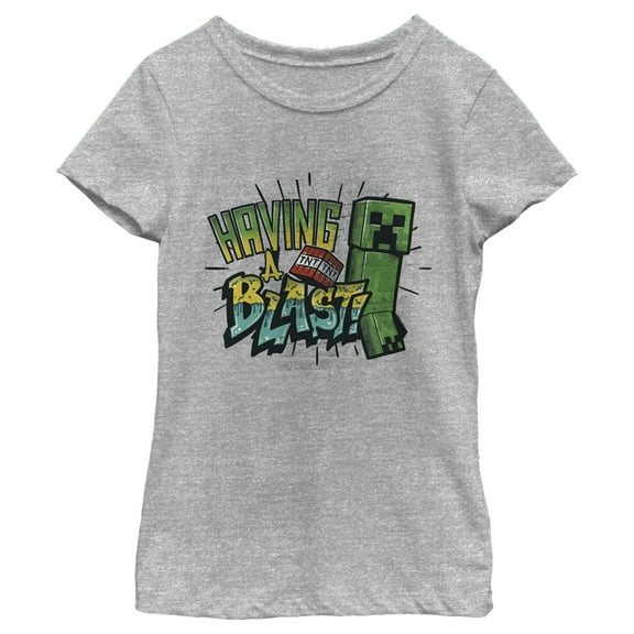 Girl's Minecraft Having a Blast Graphic Tee Athletic Heather Small