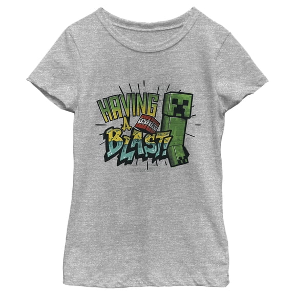 Girl's Minecraft Having a Blast Graphic Tee Athletic Heather X Large