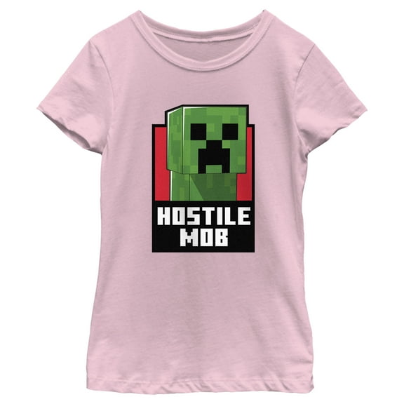 Girl's Minecraft Hostile Mob Creeper Graphic Tee Light Pink X Small