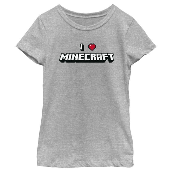 Girl's Minecraft I Heart Minecraft  Graphic Tee Athletic Heather X Small