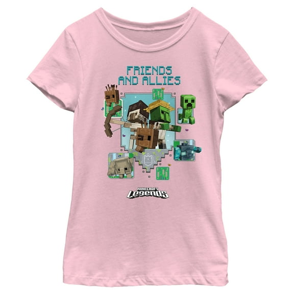 Girl's Minecraft Legends Friends and Allies Graphic Tee Light Pink X Small