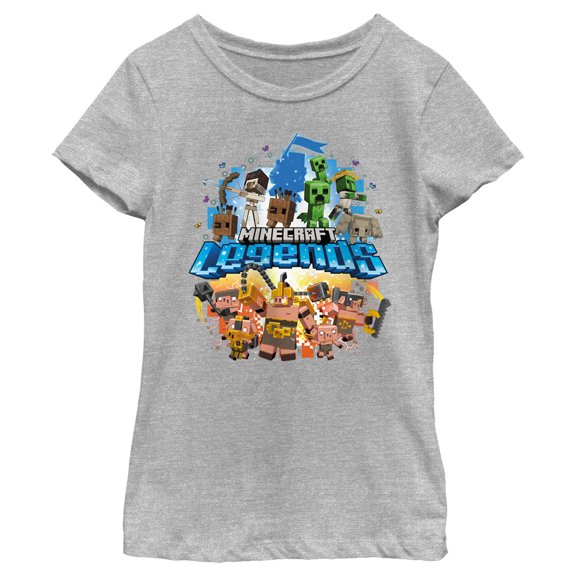 Girl's Minecraft Legends Poster Graphic Tee Athletic Heather X Large