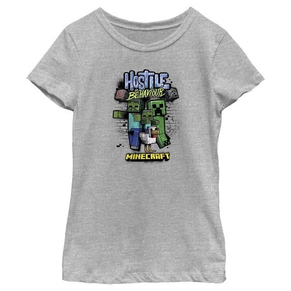 Girl's Minecraft Mob Gang Graphic Tee Athletic Heather Medium