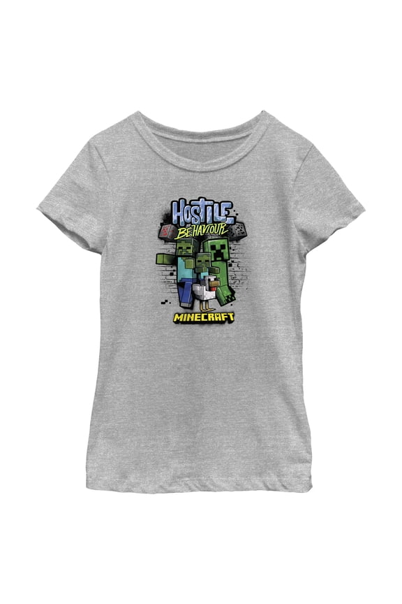 Girl's Minecraft Mob Gang Graphic Tee Athletic Heather Small