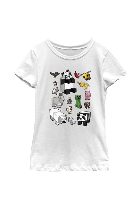 Girl's Minecraft Overworld Mobs Graphic Tee White X Large