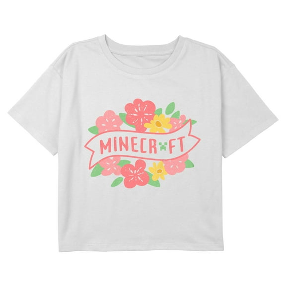 Girl's Minecraft Spring Banner Logo Graphic Cropped T-Shirt