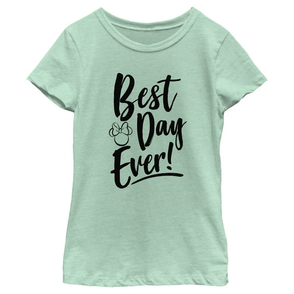 Girl's Minnie Mouse Best Day Ever Logo Graphic Tee Mint Small