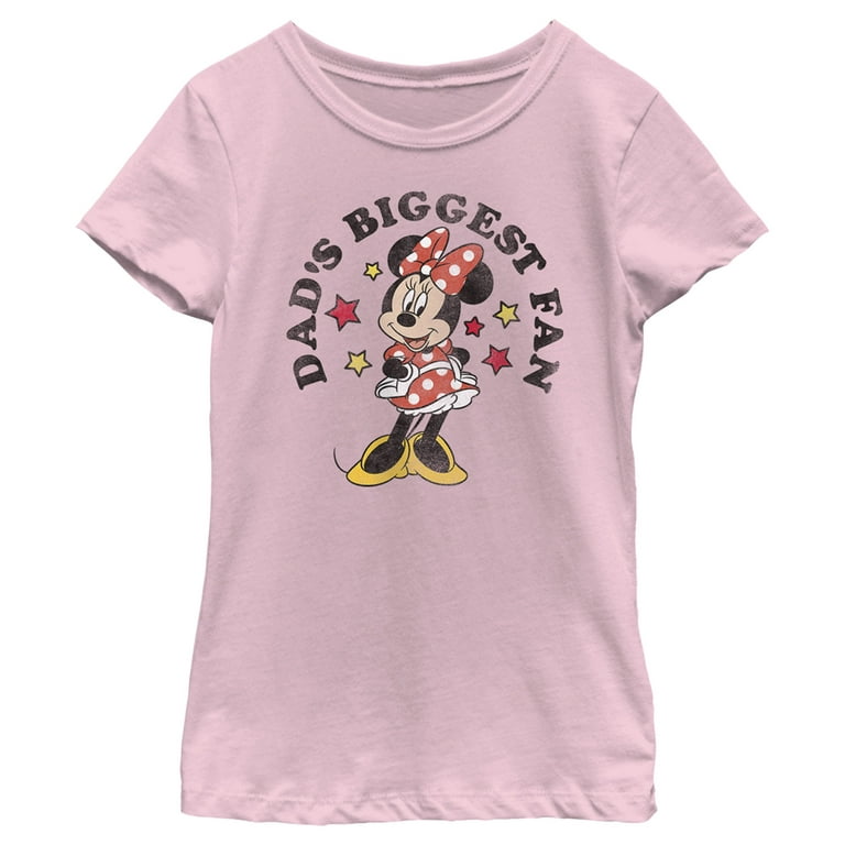 Girl's Minnie Mouse Dad's Biggest Fan Graphic Tee Light Pink X Large