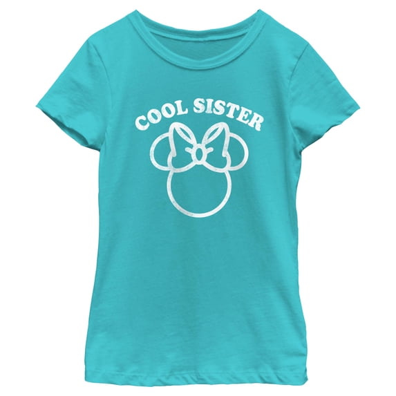 Girl's Minnie Mouse Distressed Cool Sister Graphic T-Shirt