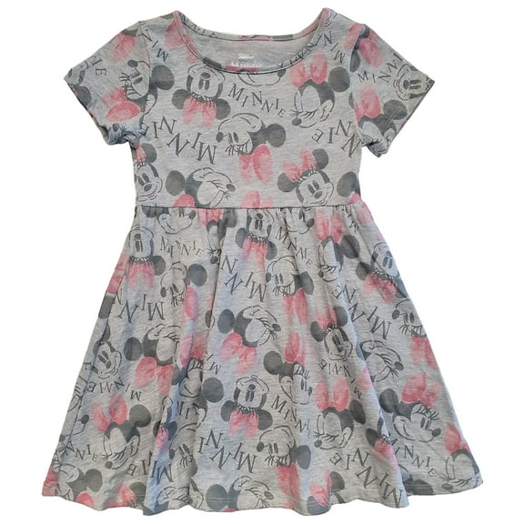Girl's Minnie Mouse Pink Bow Allover Print  Dress